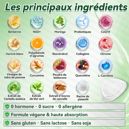 Boutique officielle 🌿 𝘾𝙡𝙚𝙖𝙧𝙚𝙣𝙖® Moringa · Berbérine + NAD+ – Patch Microneedle Nano Avancé 10-en-1 (1×/jour, résultats visibles en 7 jours) | Obésité, relâchement cutané, apnée du sommeil, articulations, etc.