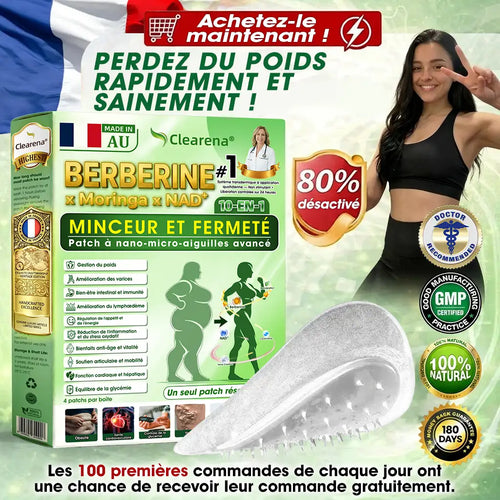 Boutique officielle 🌿 𝘾𝙡𝙚𝙖𝙧𝙚𝙣𝙖® Moringa · Berbérine + NAD+ – Patch Microneedle Nano Avancé 10-en-1 (1×/jour, résultats visibles en 7 jours) | Obésité, relâchement cutané, apnée du sommeil, articulations, etc.